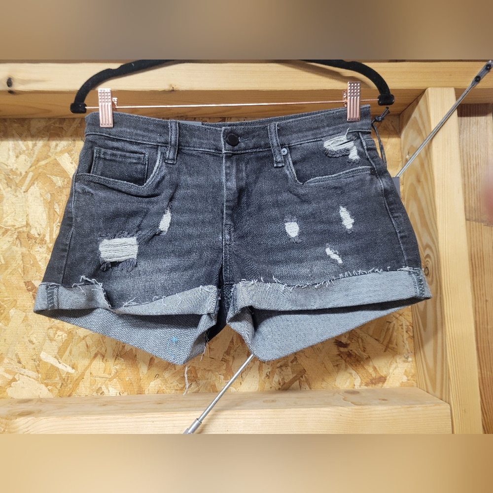 BlankNYC NWT The Fulton Black Denim Roll Up Shorts Womens‎ Size  25
